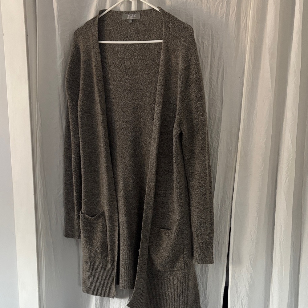 Marled Taupe Open-Front Cardigan